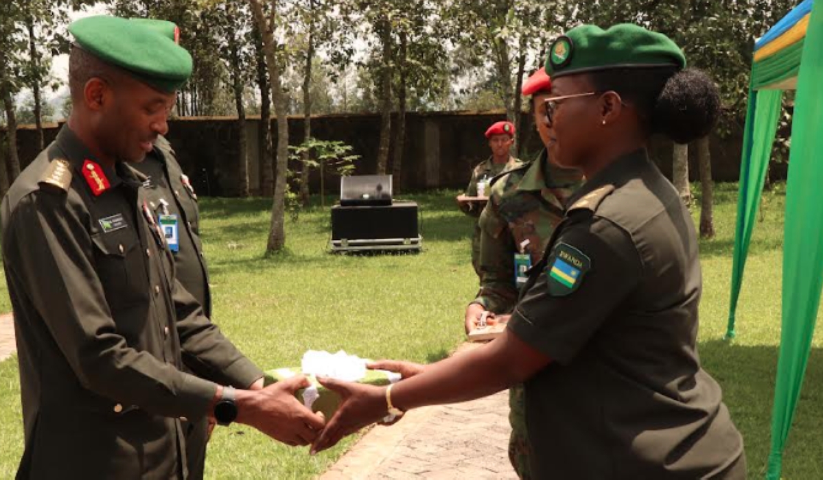 RDF Army Chief of Staff, Lt Gen Mubarakh Muganga during the graduation ceremony at the Rwanda Defence Force Command and Staff College in Nyakinama, Musanze District on Friday, October 14. Courtesy