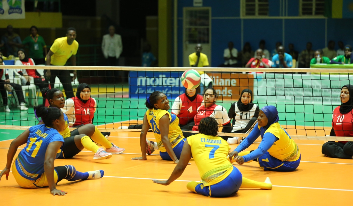 The national women’s sitting volleyball team during the game against Egypt. File