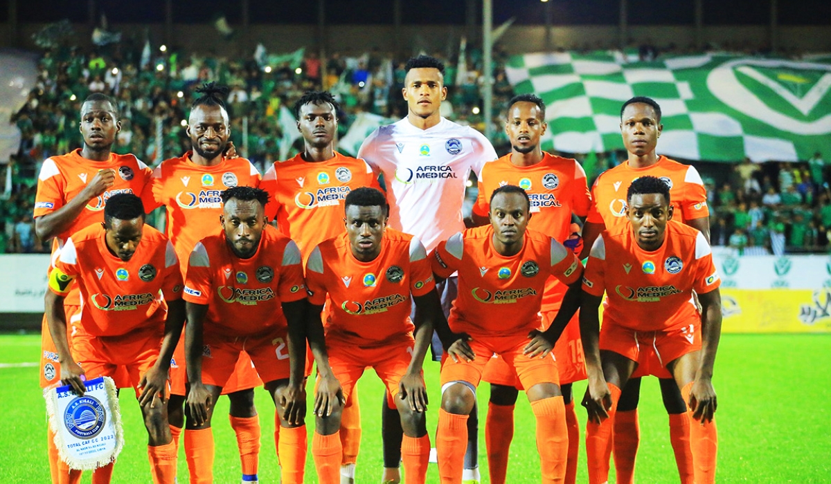 AS Kigali players before starting the second leg match against Al Nasr in Libya. Courtesy