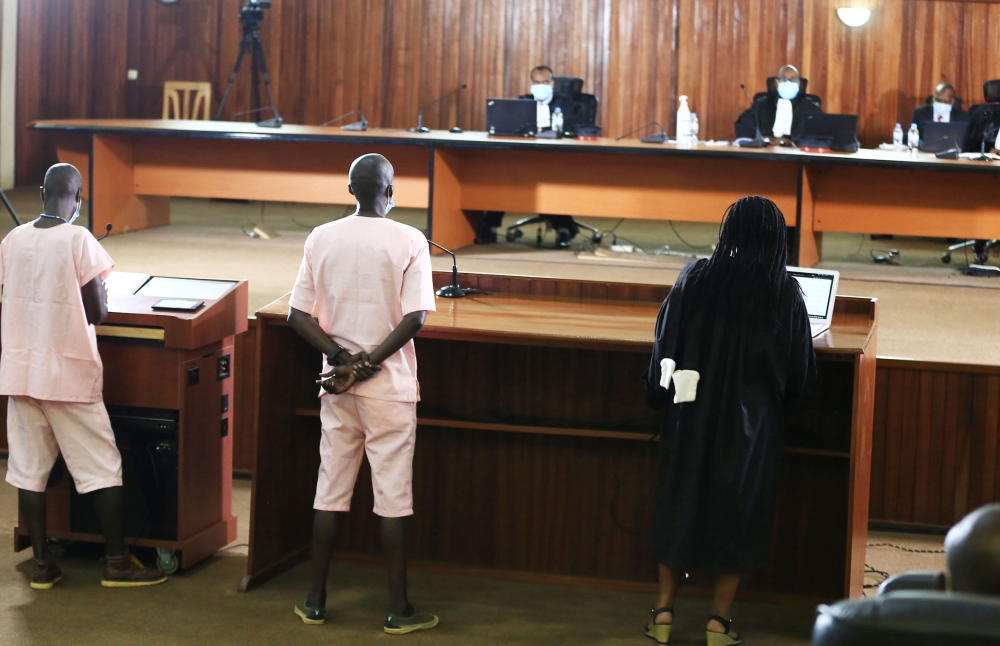 Prisoners during a hearing session in the court during FLN case on March 5, 2021. Photo: Sam Ngendahimana.
