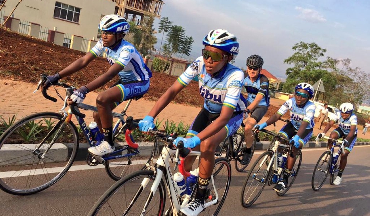 Bugesera Cycling Team during a training session with some cyclists from Israel. Courtesy