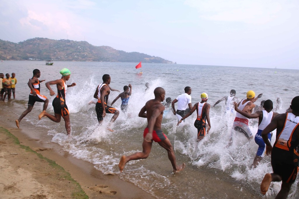 Participants during Umuganura competition in Rubavu. Swimmers are ready for Open Water Swimming Championship” slated for Thursday, October 22, in Karongi District.