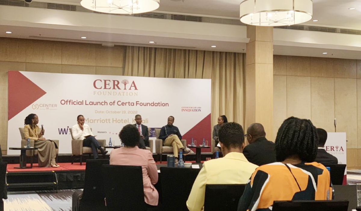 A panel discussion on the newly launched center dubbed ‘Center for Law and Innovation’ in Kigali on October 19. Photo: Courtesy.