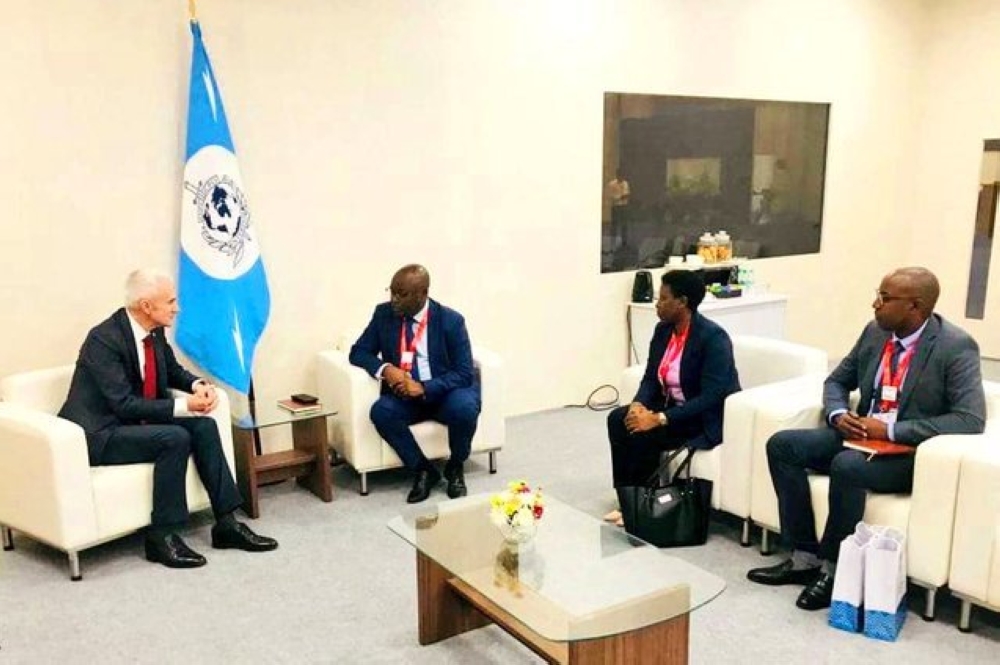 RIB Secretary General Jeannot  Ruhunga and RNP  DCG Jeanne Chantal Ujeneza, held a bilateral meeting with INTERPOL SG. Jürgen Stock at the  90th INTERPOL General Assembly in New Delhi, India