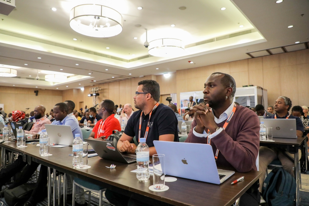 Delegates follow a presentation at the African Peering and Interconnection Forum in Kigali on August 24, 2022. Rwanda is in preparation to adopt the 5th Generation mobile network to drive its digital economy.  Dan Nsengiyumva