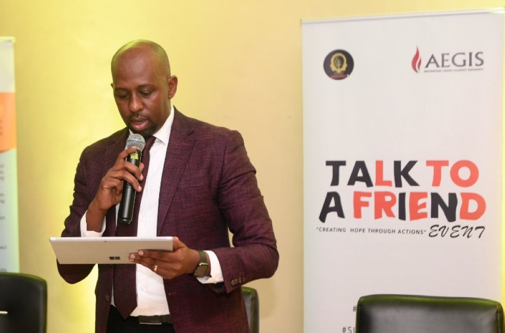 Thierry Murangira, Spokesperson of Rwanda  Investigation Bureau addresses the event dubbed Talk to a Friend, at Kigali Genocide Memorial on October 20