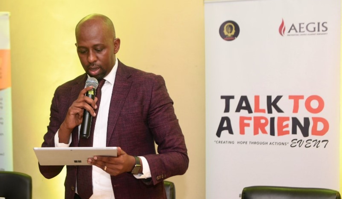 Thierry Murangira, Spokesperson of Rwanda  Investigation Bureau addresses the event dubbed Talk to a Friend, at Kigali Genocide Memorial on October 20