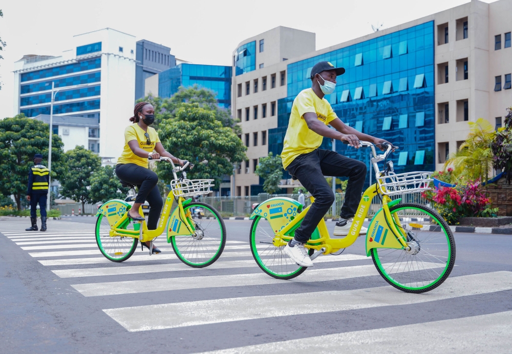 Cyclists ride bicycles in Kigali. Officials say a master plan for non-motorised transport in the City of Kigali is being developed and will be complete by June next year.  Photo: Craish Bahizi