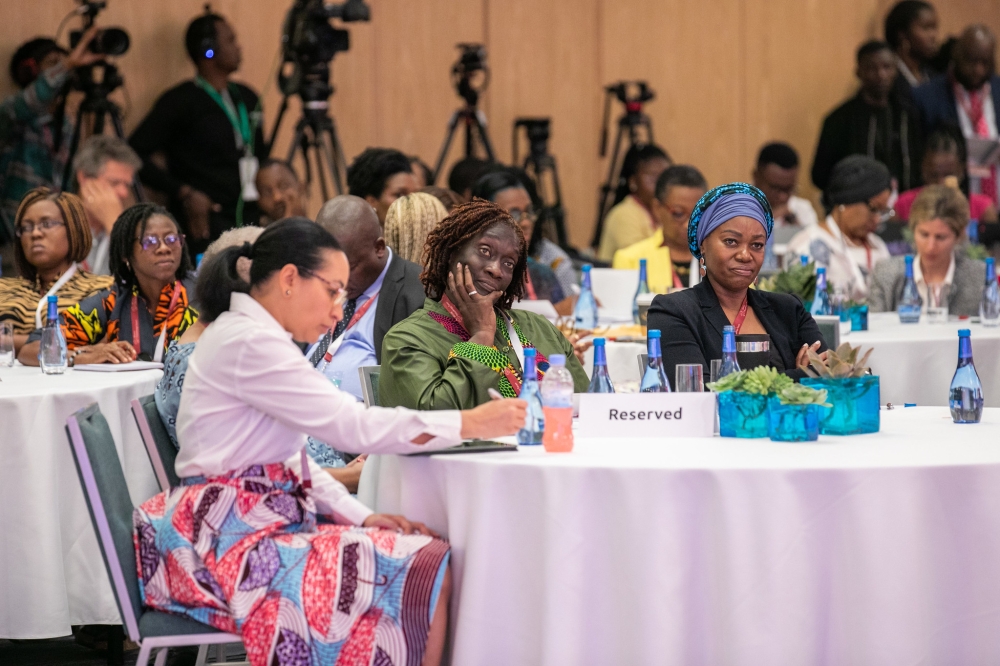 Delegates follow President Kagame's remarks during  the African Philanthropic Forum in Kigali.
