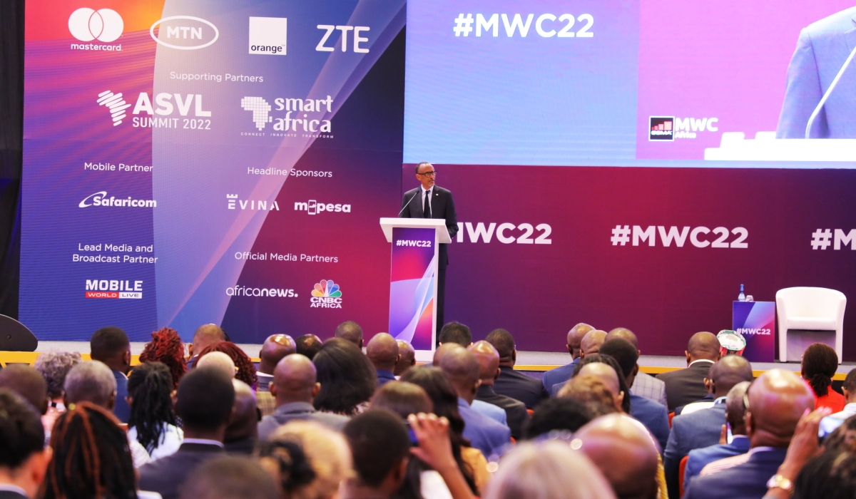 President Paul Kagame delivers remarks at the  opening of  the Global System for Mobile Communications Association (GSMA) Mobile World Congress (MWC) on Tuesday, October 25, in Kigali. Photos by Craish Bahizi