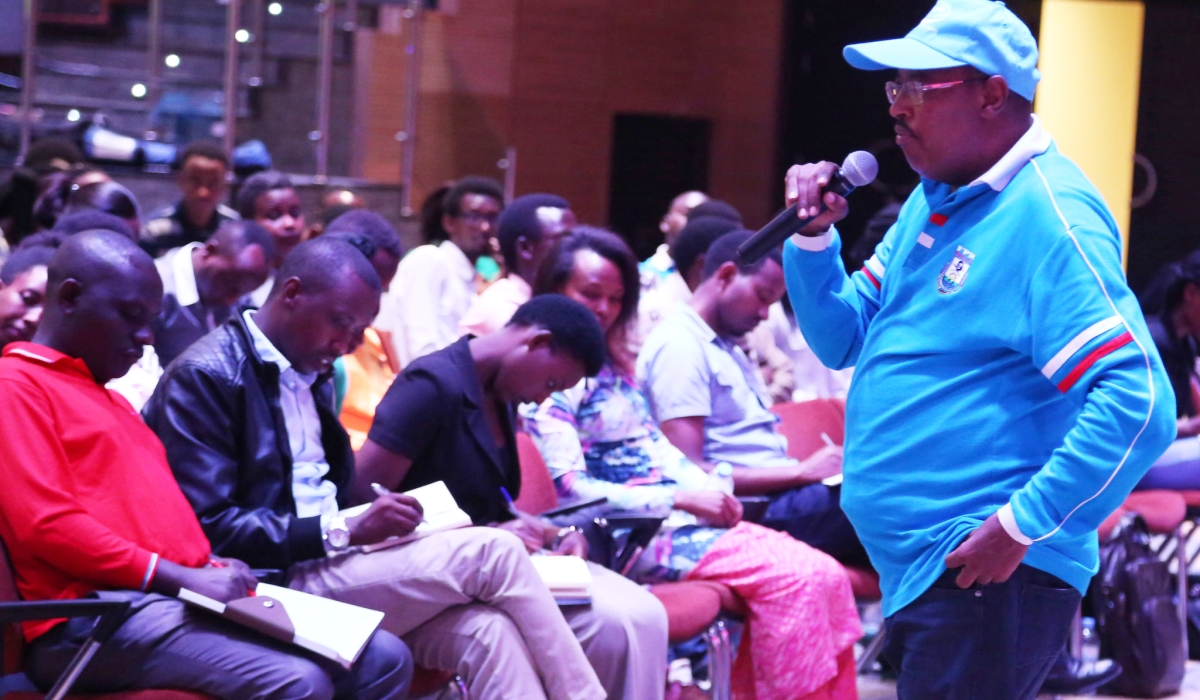 RPF youth representatives take notes during Kayinamaryo&#039;s  cadreship lecture at RPF Headquarters in Kigali on May 5, 2018. Youth hail RPF’s move to form leadership academy.Sam Ngendahimana