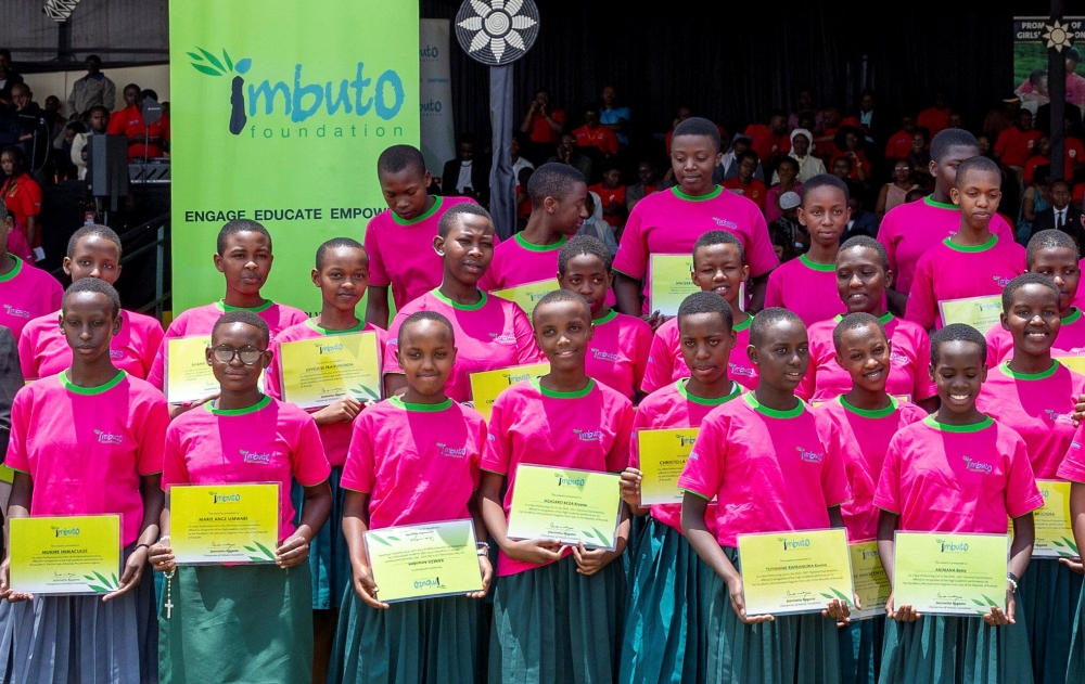 Some of the 784 best performing schoolgirls during the celebration of the 10th anniversary of the
International Day of the Girl, in Musanze District on October 11. Photo: Courtesy.