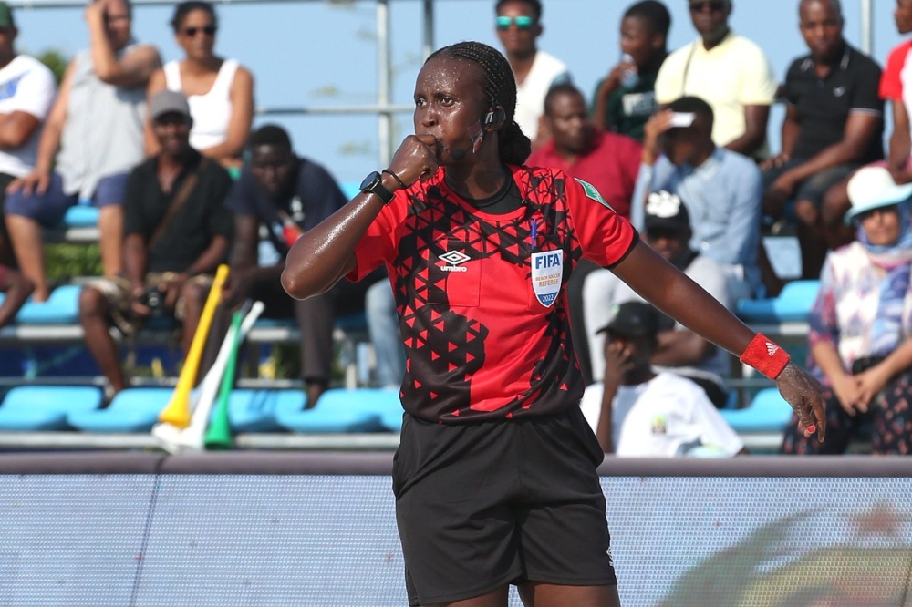 Cynthia Ishimwe was one of the match officials at the Beach Soccer Africa Cup of Nations Mozambique 2022.