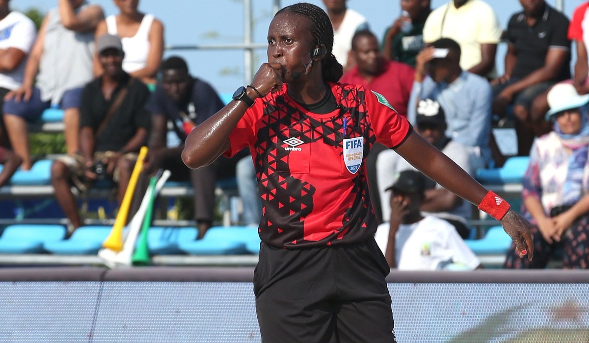 Cynthia Ishimwe was one of the match officials at the Beach Soccer Africa Cup of Nations Mozambique 2022.