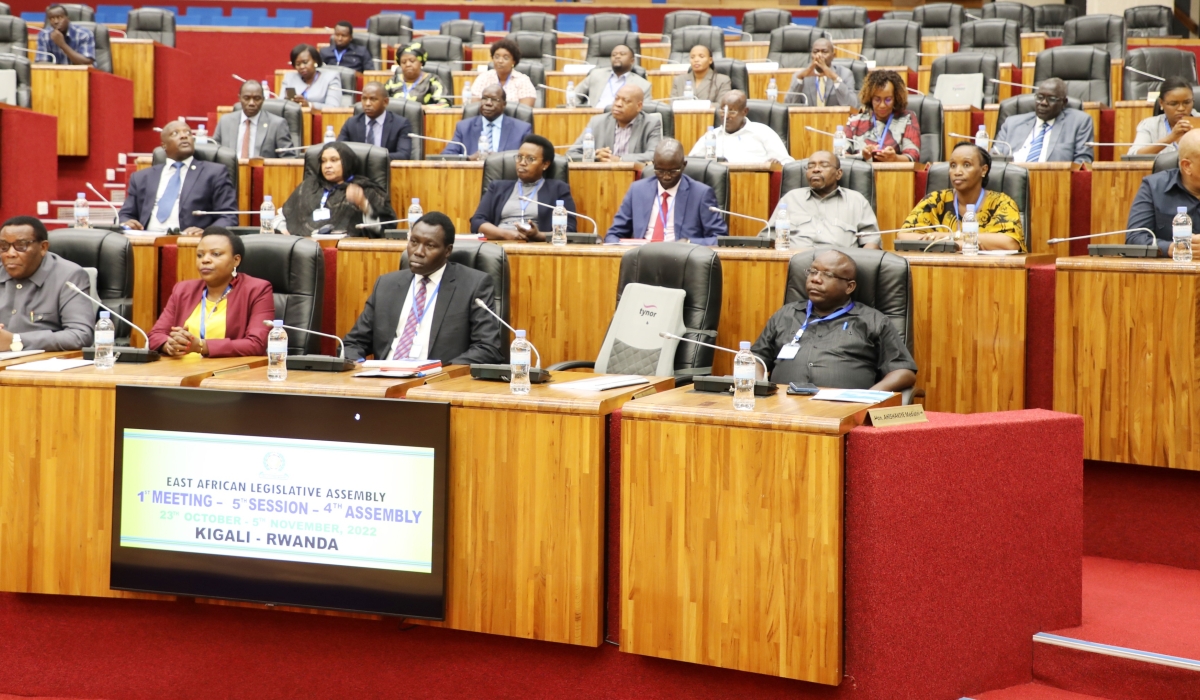 Members of the East African Legislative Assembly during a plenary session in Kigali on Tuesday, October 25
