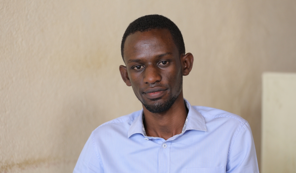 Gad Fred Ngabonziza during the interview while recounting how the business idea of starting a cafe came.