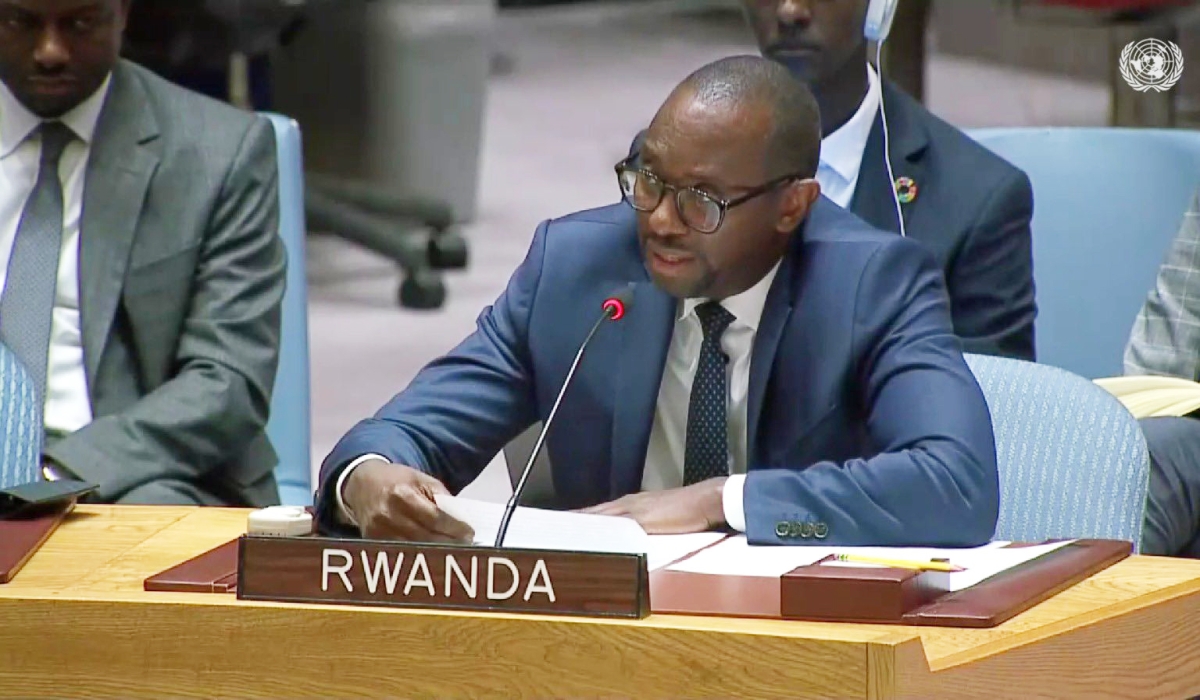 Rwanda’s Deputy Permanent Representative to the UN, Robert Kayinamura, called out the UNSC to address the DR Congo issues from the roots rather than focusing on the consequences.Courtesy