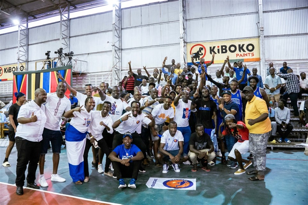 Urunani players and staff celebrate after beating  Matero Magic 72-53 at the Benjamin Mkapa Stadium in Dar es Salaam, Tanzania on Sunday, October 30. COURTESY