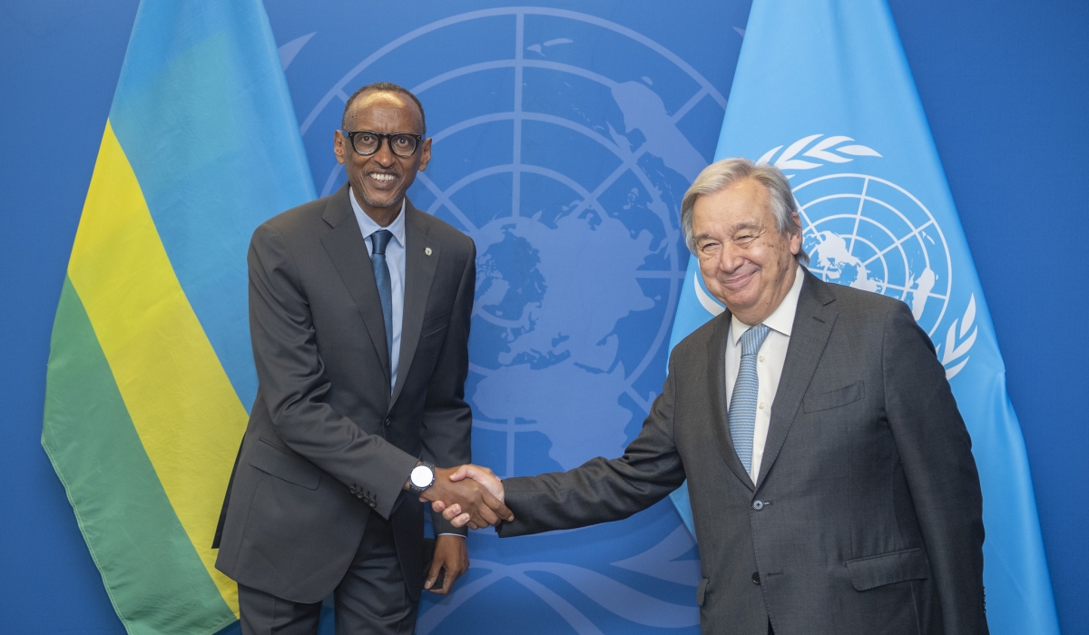 President Kagame with UN Secretary-General Antonio Guterres in New York on September 23, 2022. / Village Urugwiro