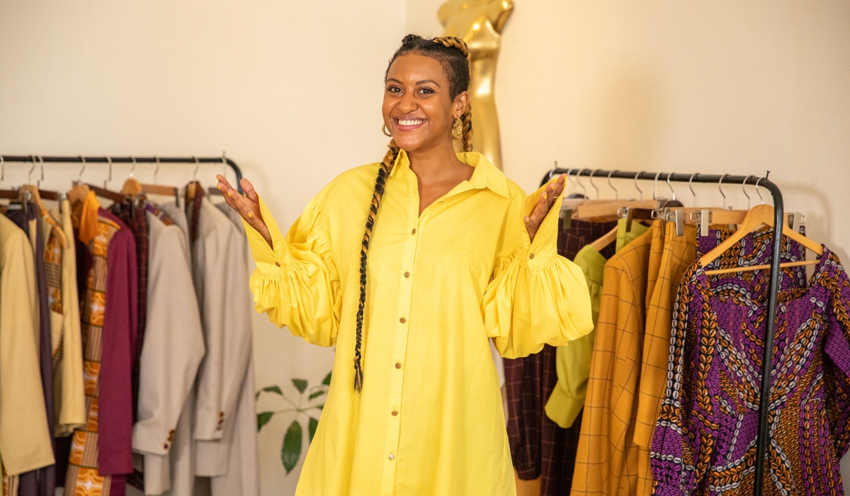 Fromenteau at IZUBAA showroom. The designs are a fusion of my French and African roots, she says.
Photo: Willy Mucyo.