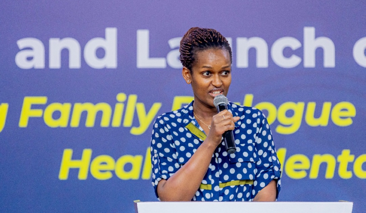 Sandrine Umutoni, Director General of Imbuto Foundation speaks at the launch of the fifth edition of iAccelerator (Innovation Accelerator) programme on November 1. Courtesy