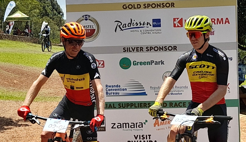 The Belgian duo Frans Claes and Jens Schuermans , the winners of Rusiga-Musanze race, also known as the Queen Stage on November 2. Courtesy