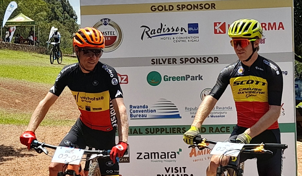 The Belgian duo Frans Claes and Jens Schuermans , the winners of Rusiga-Musanze race, also known as the Queen Stage on November 2. Courtesy