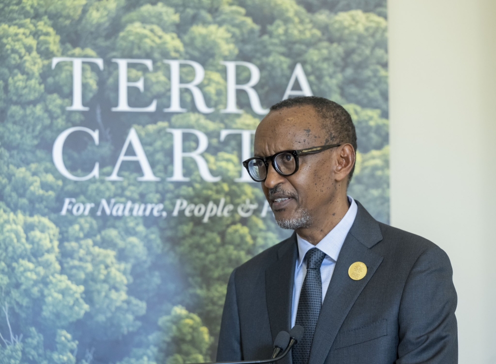 President Kagame addresses the Terra Carta Action Forum breakfast organised by Sustainable Markets Initiative on the sidelines of the 27th UN climate change conference in Egypt on November 7. Photo by Village Urugwiro