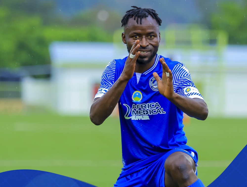 AS Kigali&#039;s striker Shaban Hussein Shabalala celebrates the gaol during the match.The Burundian forward who was the league&#039;s top scorer for the 2021-22 season has netted four goals already this season. Courtesy