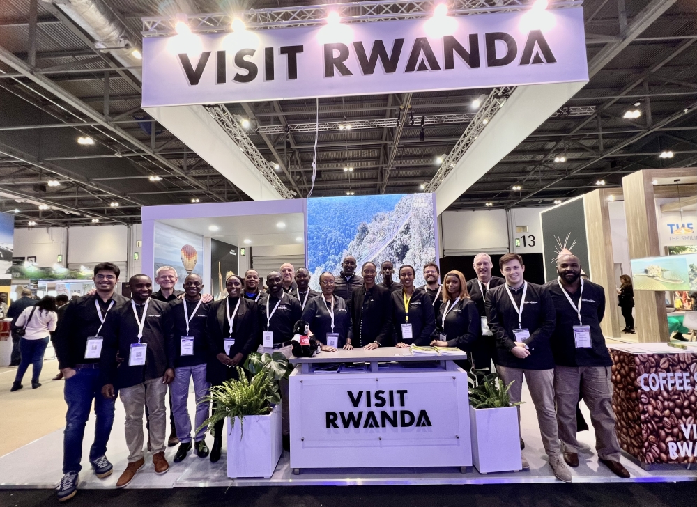 Rwandan delegation of tourism industry players in a group photo. They are participating at the World Travel Market  in London, United Kingdom. Courtesy