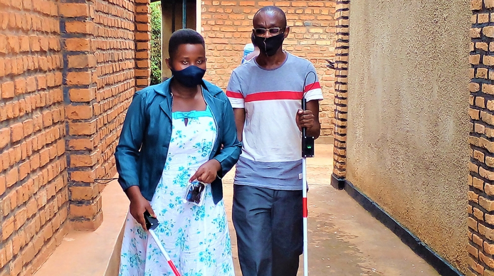 Visually impaired people with their white canes in Masaka Sector in Kicukiro District. A white cane costs average Rwf20,000 and with insurance cover it could go down to around Rwf2,000. Photo: Craish Bahizi.