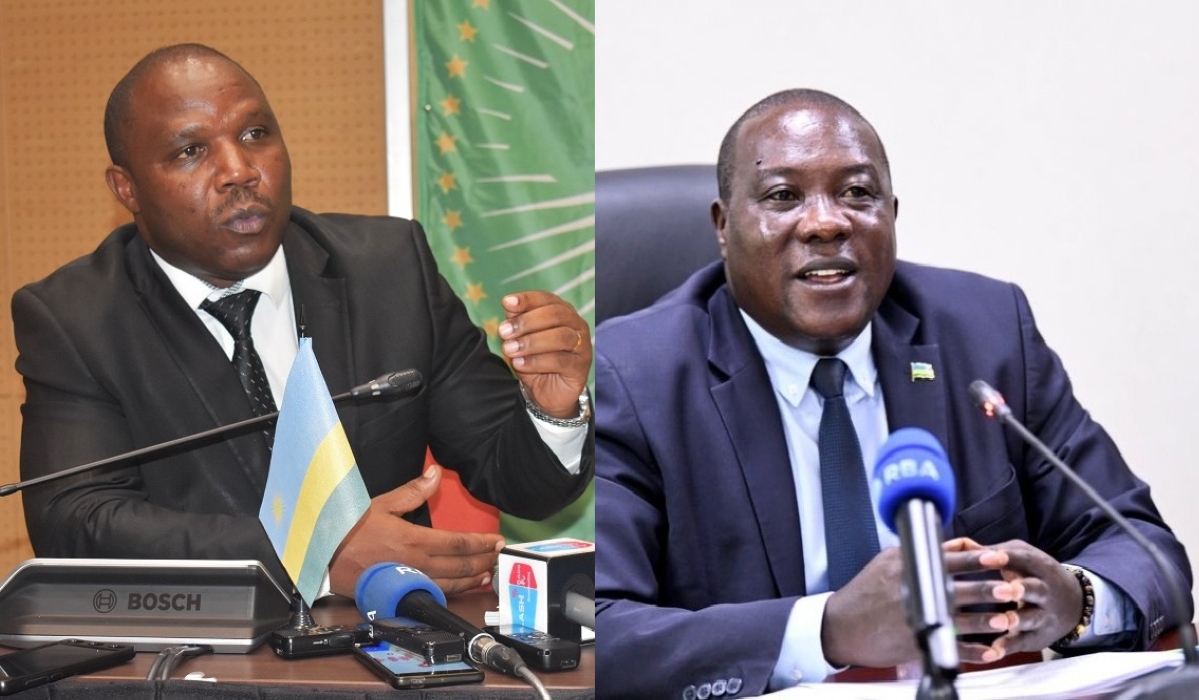 Jean-Claude Musabyimana (L), was appointed as local government minister on Thursday, November 10, replacing Jean-Marie Vianney Gatabazi (R) who had been in the position since March 2021. courtesy