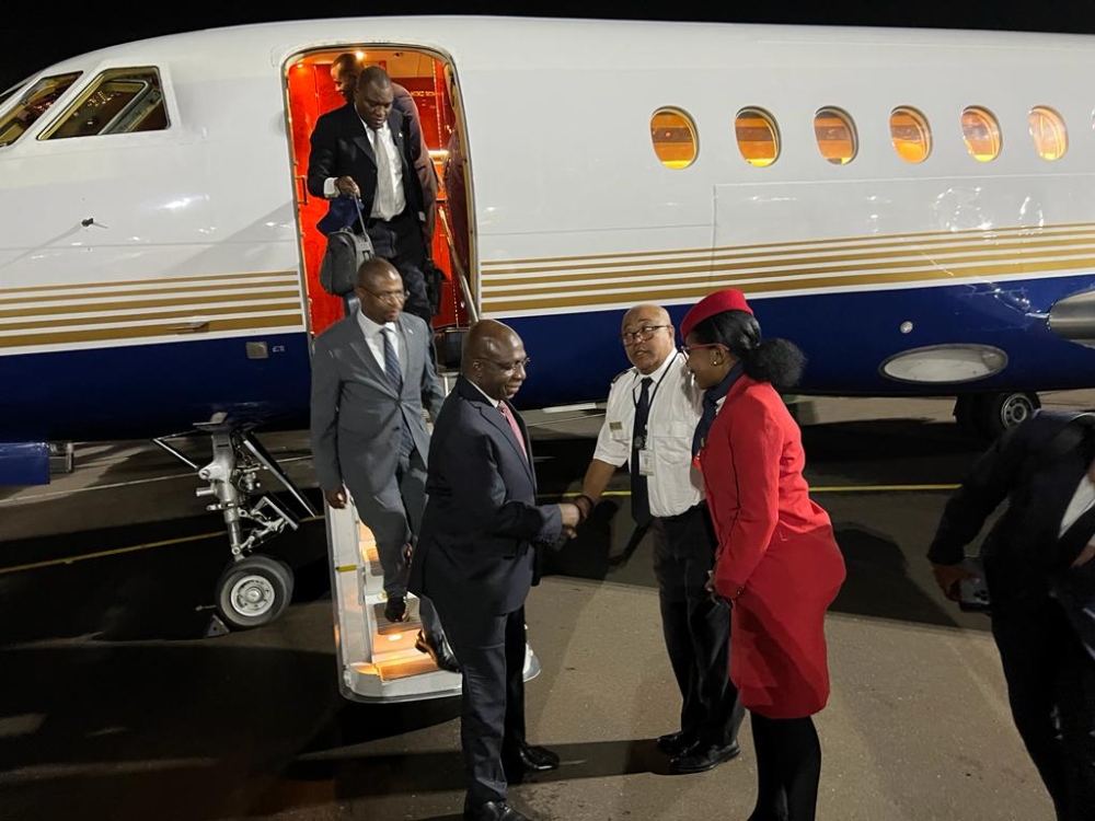 Angolan Minister of Foreign Affairs, Tete Antonio on his arrival at Kigali International Airport on Thursday evening, November 10. Courtesy