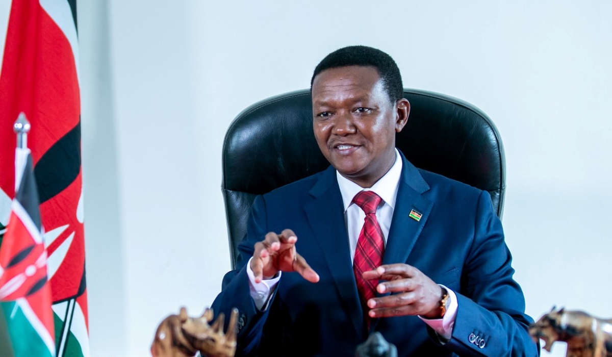 Kenyan Foreign and Diaspora Affairs Minister, Alfred Mutua, during the interview in Kigali on November 11. Photo by Olivier Mugwiza