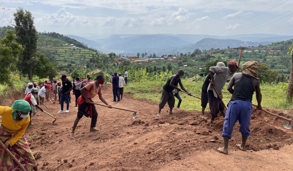 Residents work at a road maintenance project during VUP. The revised Ubudehe categorisation  are meant to achieve self-reliance among Rwandan households. Courtesy