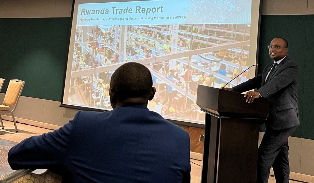 Minister of Trade and Industry Jean-Chrysostome Ngabitsinze speaks during the presentation of the report in Kigali on November 15. The new report entitled &#039; Fostering Rwanda’s competitiveness, resilience, and making the most of regional integration under AfCFTA in the post Covid-era&#039;, recommends the country to address the present skills gap in various sectors in order to explore its full potential. Courtesy