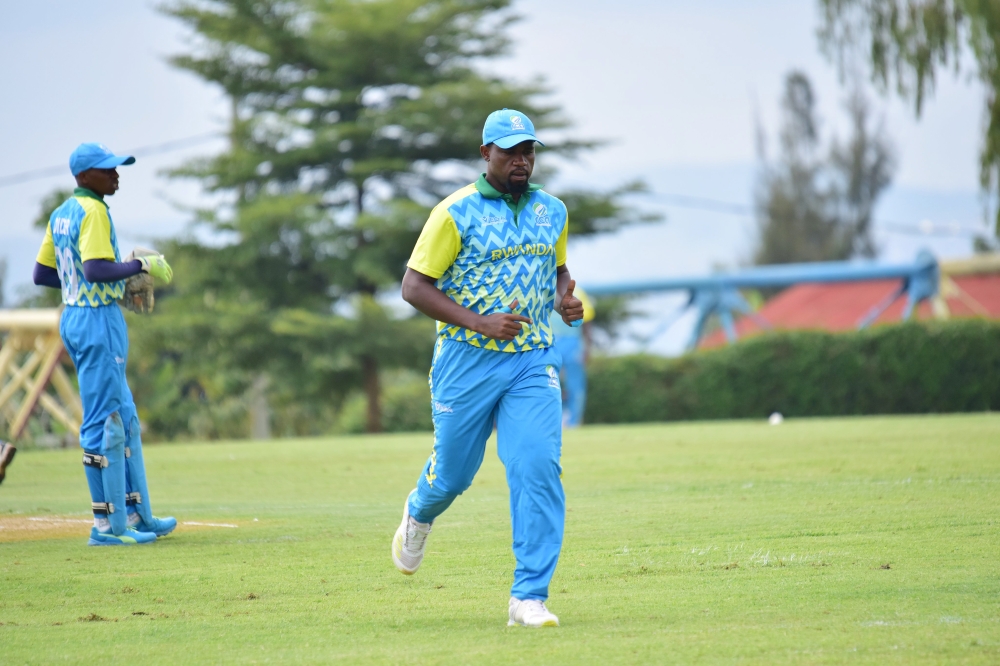 The National Cricket team player Eric Dusingizimana during the game against Botswana. Rwanda recorded its first win of the ICC Men’s T20 World Cup Africa Group A qualifier in Kigali, after beating Botswana by five wickets . Courtesy