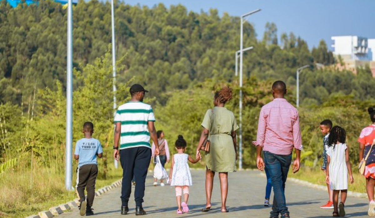 Kigalians on walkways of the newly revamped Nyandungu wetland,that was officially inaugurated on July 18, 2022 . The 121 hectares wetland was rehabilitated to become  Ecotourism Park. Courtesy