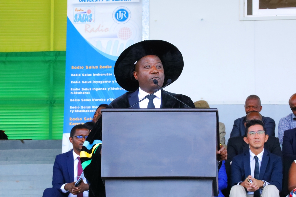 Prime Minister Edouard Ngirente addresses the 8th graduation ceremony of the University of Rwanda in Nyagatare district on Friday, November 18. All Photos by Craish Bahizi