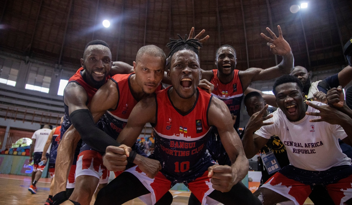Bangui Sporting Club players celebrate as they closed the group unbeaten. Bangui City based team is among four teams that are set for what promises to be a titanic semi-final of the West Division Elite 16 on Friday November 18. Courtesy