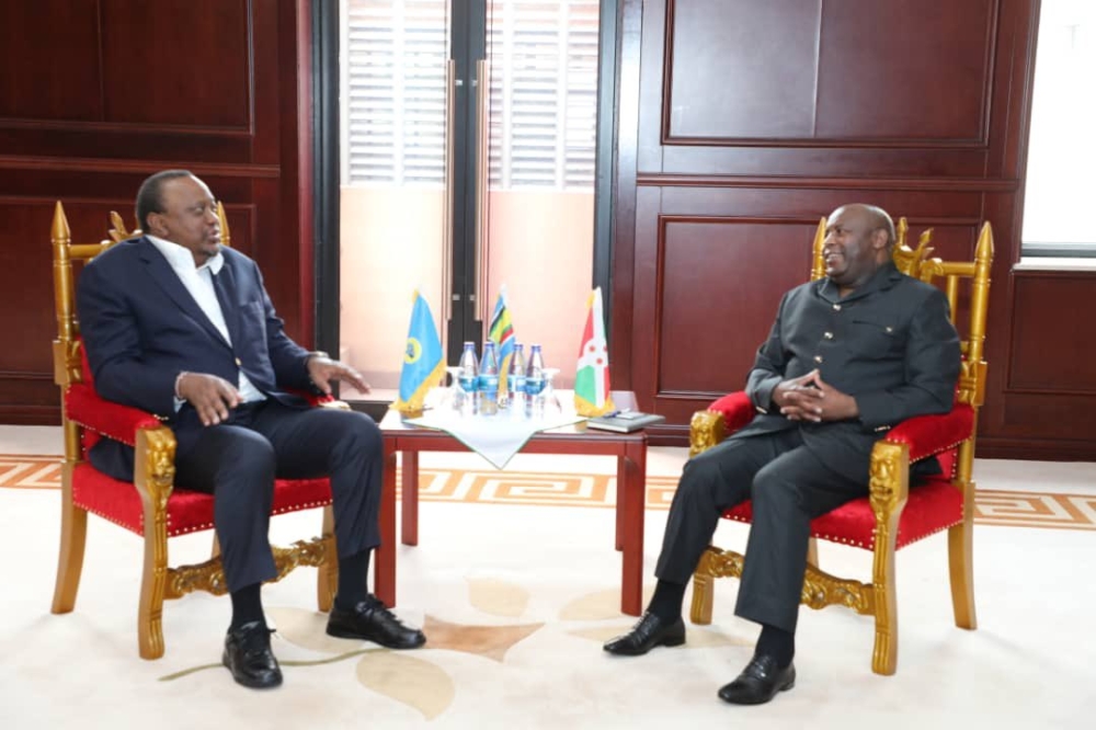 Burundi President, Évariste Ndayishimiye meets with the EAC Facilitator on the Peace Process in the Eastern DRC, former  Kenya President Uhuru Kenyatta to discuss on the current security issues in Eastern DRC. Courtesy