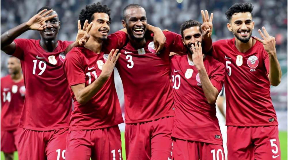 Qatar players in celebration. The host of  World Cup 2022, will lock horns with Ecuador in the opening match of the 2022 FIFA World Cup at the Al Bayt Stadium in Al Khor on November 20. Internet