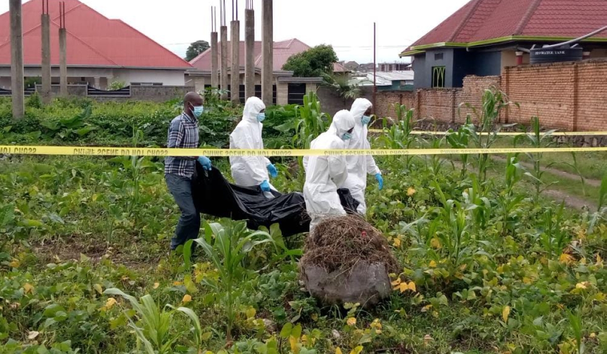 The body of the Congolese soldier was recovered before it was identified. Photo by Germain Nsanzimana