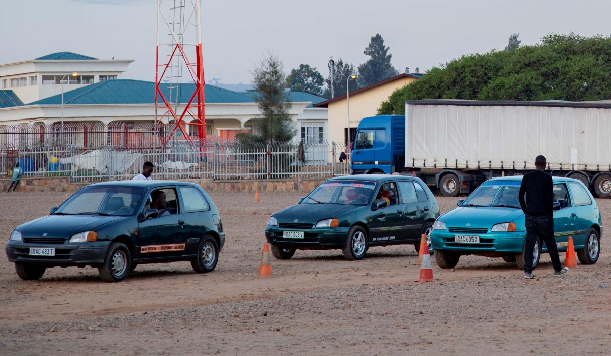 Some students during practical exercise at a driving school in Remera , Kigali. Photo by Craish Bahizi