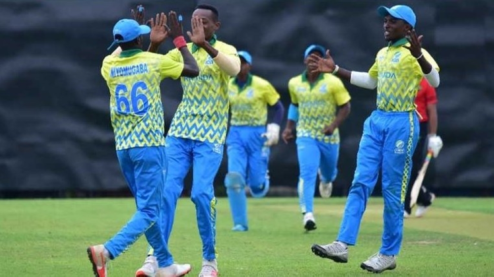 National cricket team players celebrate a win over Malawi on November 21. A win over Malawi on Monday, November 21, saw Rwanda move second in the ongoing Group A qualifier in Kigali.