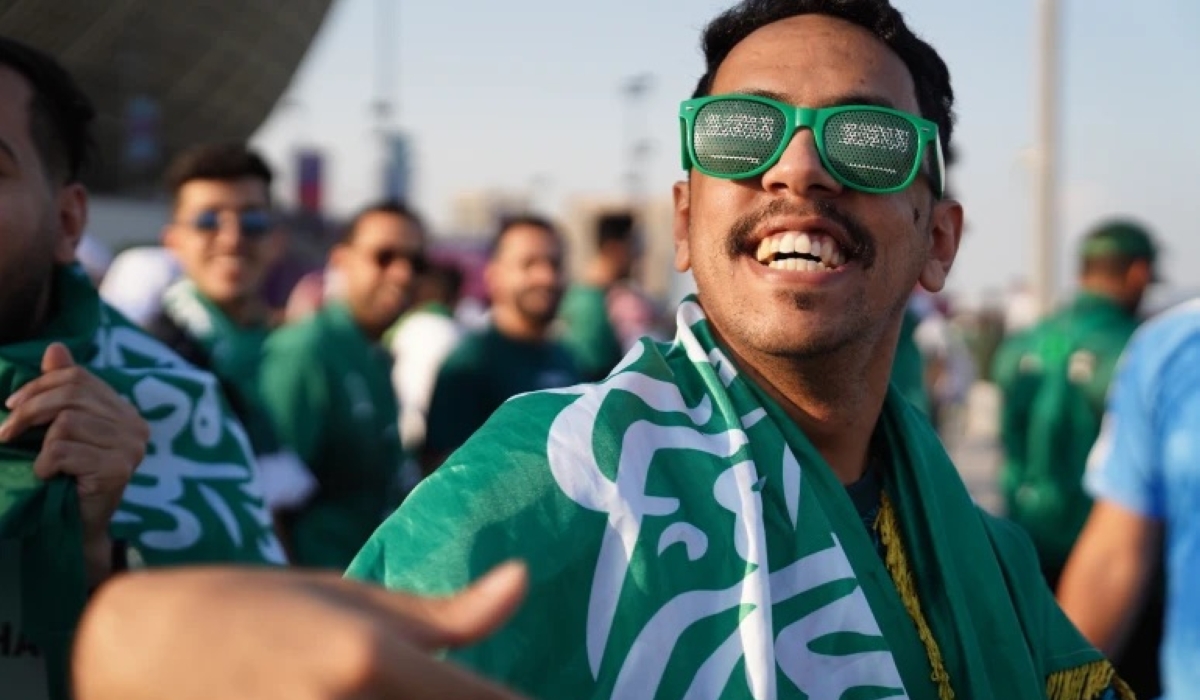 Saudi fans celebrated after their team&#039;s 2-1 win against Argentina at Lusail Stadium in Lusail, Qatar. Photo: Sorin Furcoi/Al Jazeera