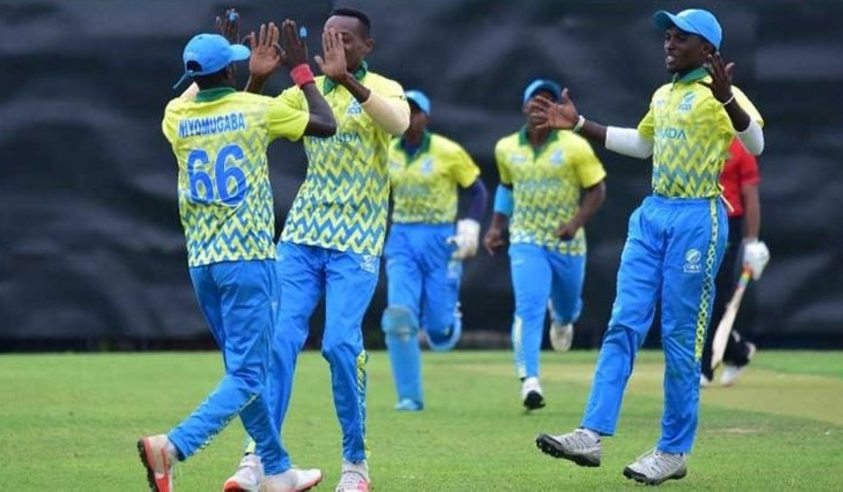 National cricket team players celebrate a win over Malawi on November 21. A win over Malawi on Monday, November 21, saw Rwanda move second in the ongoing Group A qualifier in Kigali.