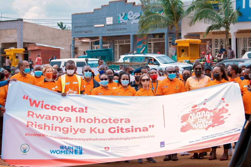 Participants during the campaign to sensitize people to fight against Gender Based Violence in 2021