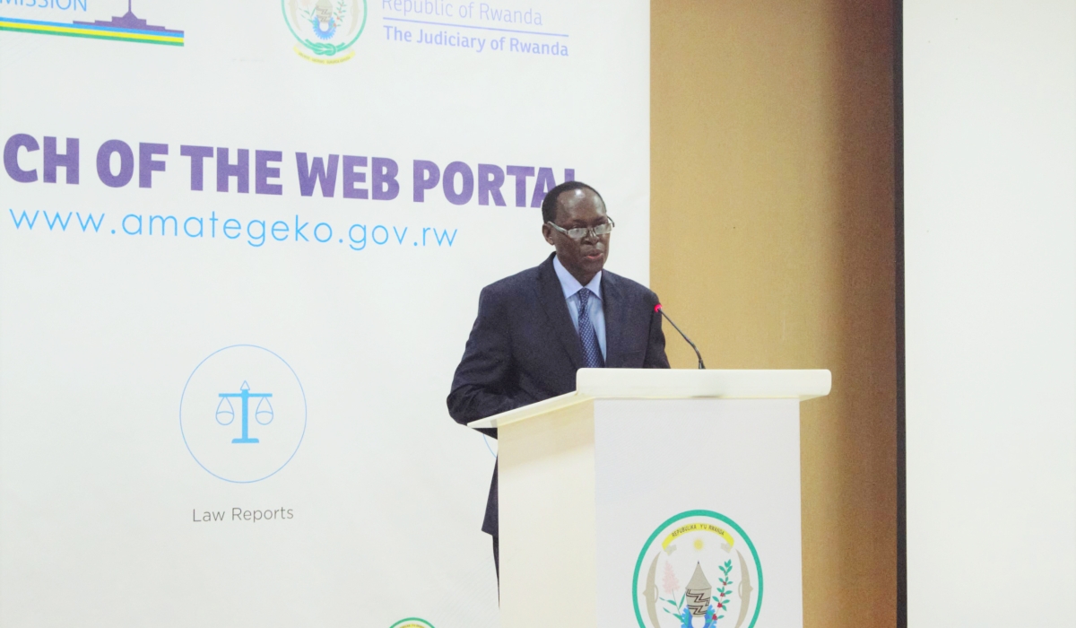 Faustin Ntezilyayo, the Chief Justice delivers remarks  during the official launch of the portal which took place on November 25. Courtesy