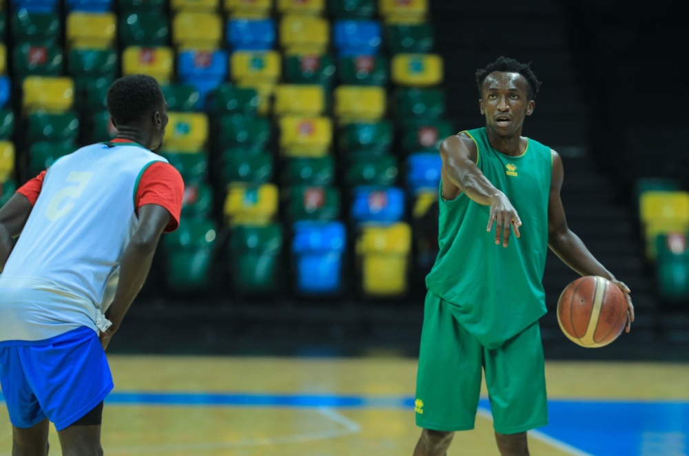 National team&#039;s Nshobozwabyosenumukiza during a training session. Dan Nsengiyumva
